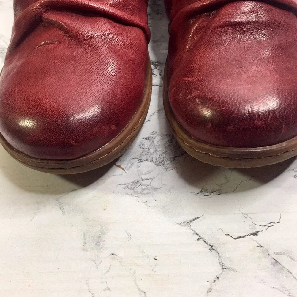 QVC Comfortiva Slouch Burgundy Florian Leather Comfort Loafers